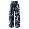 thumbnail image 4 of Fiaer,Womens Oversized Elastic Waist Palazzo Pants,Women's Loose Fit Printed Lounge Trousers,Ladies Casual Trendy Comfy Breathable Going out Daily Slacks with Pockets Navy XXXL, 4 of 5