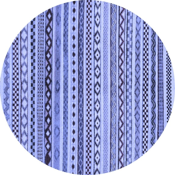 Ahgly Company Machine Washable Indoor Round Abstract Blue Modern Area Rugs, 6' Round