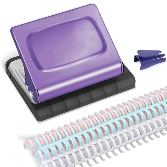 10 Hole Punch Binding Machine for Planners, with 10 Multi-Color Binder Rings, 30 Holes on A4, 20 Holes on A5