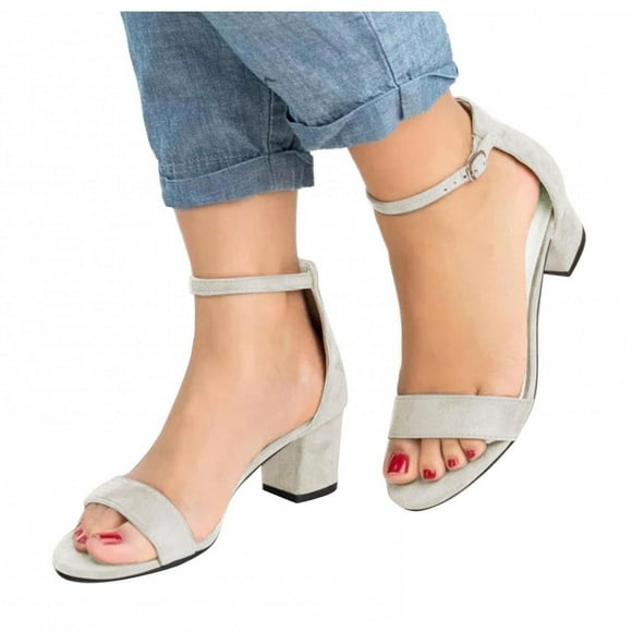 Women's Open Toe Ankle Strap High Chunky Heel Pump Sandals Party Wedding Strappy Buckle Sandals Tall Thick Heel Design