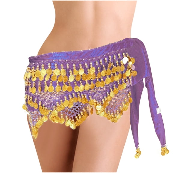 ZToonmas Women's Belly Dance Hip Scarf Coin Beaded Tassel Wrap Skirt for Performances and Festivals