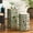 Antique Green, variant on Light Grey Concrete Round U-Shaped Outdoor Side Table, 16x16x18.5 inches, Modern Patio End Table for Small Spaces