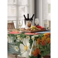 thumbnail image 6 of Easter Table Cloth, Waterproof Tablecloth for Rectangle Tables, Retro Spring Rabbit Flowers Plants Wooden Plank Reusable Washable Fabric Table Cover for Restaurant Kitchen Dining Tables 60"x84", 6 of 9