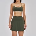 thumbnail image 2 of PISONIC Womens 2 Piece Skirt Set Workout Outfits Tennis Skirts with Built-in Shorts and Spaghetti Strap Sports Bra Gym Yoga Set, 2 of 6