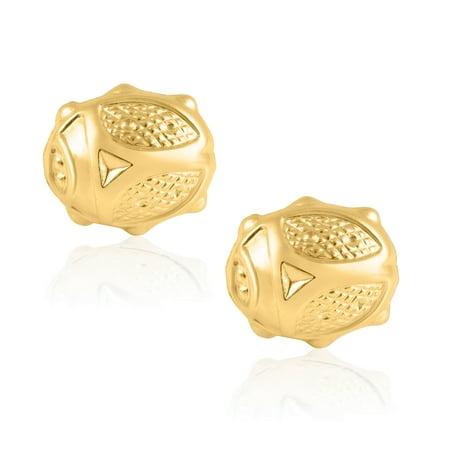 Screw Back Closure - 14KT Yellow Gold Medium Lady Bug Children’s and Baby Girls Stud Earrings – Charming with Secure Screw Back Safety Closure