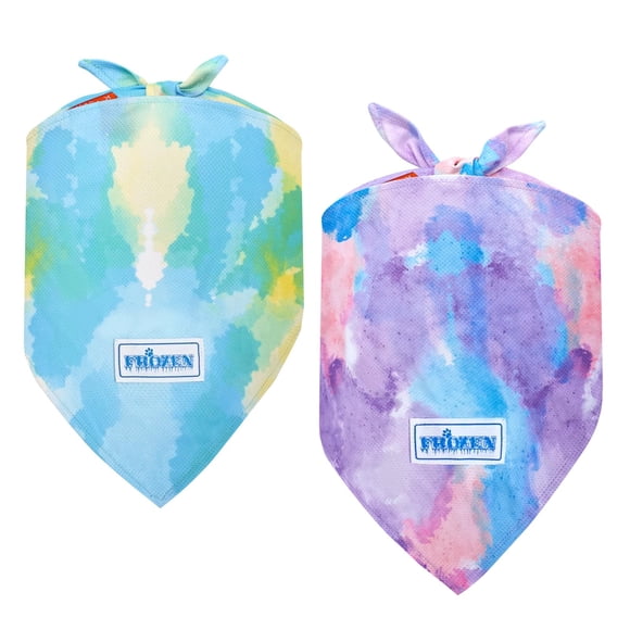 KYEESE 2 Pack Dog Instant Cooling Bandanas Quick Dry Tie Dye Dogs Bandanas for Summer Lightweight Size Adjustable Dog Scarf Breathable Triangle Great Fits for Neck Up to 20inch