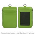 thumbnail image 5 of Uxcell Vertical PU Leather 5 Card Slots ID Badge Holder Zipper Wallet with Lanyard, Green, 5 of 6