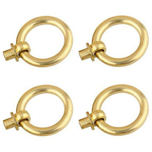 HDJNal 4Pcs Golden Round Cabinet Ring Pull Handles Single Hole Ring Knobs for Cabinet Drawer Dresser Cupboard Wardrobe 20mm