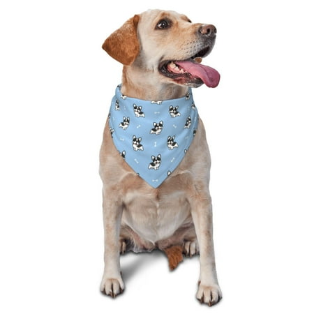 Naloa French Bulldog Puppy Dog Bandanas 1PC Washable Triangle Dog Scarfs Premium Durable Fabric for Small Medium Large Dogs and Cats