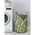 thumbnail image 3 of Geometric Laundry Bag, Funky Disc Shaped Repeating Half Circles Swirled Colorful Stripes Urban Design, Basket with Handles Drawstring Closure for Laundromats, 13" x 19", Multicolor, by Ambesonne, 3 of 4