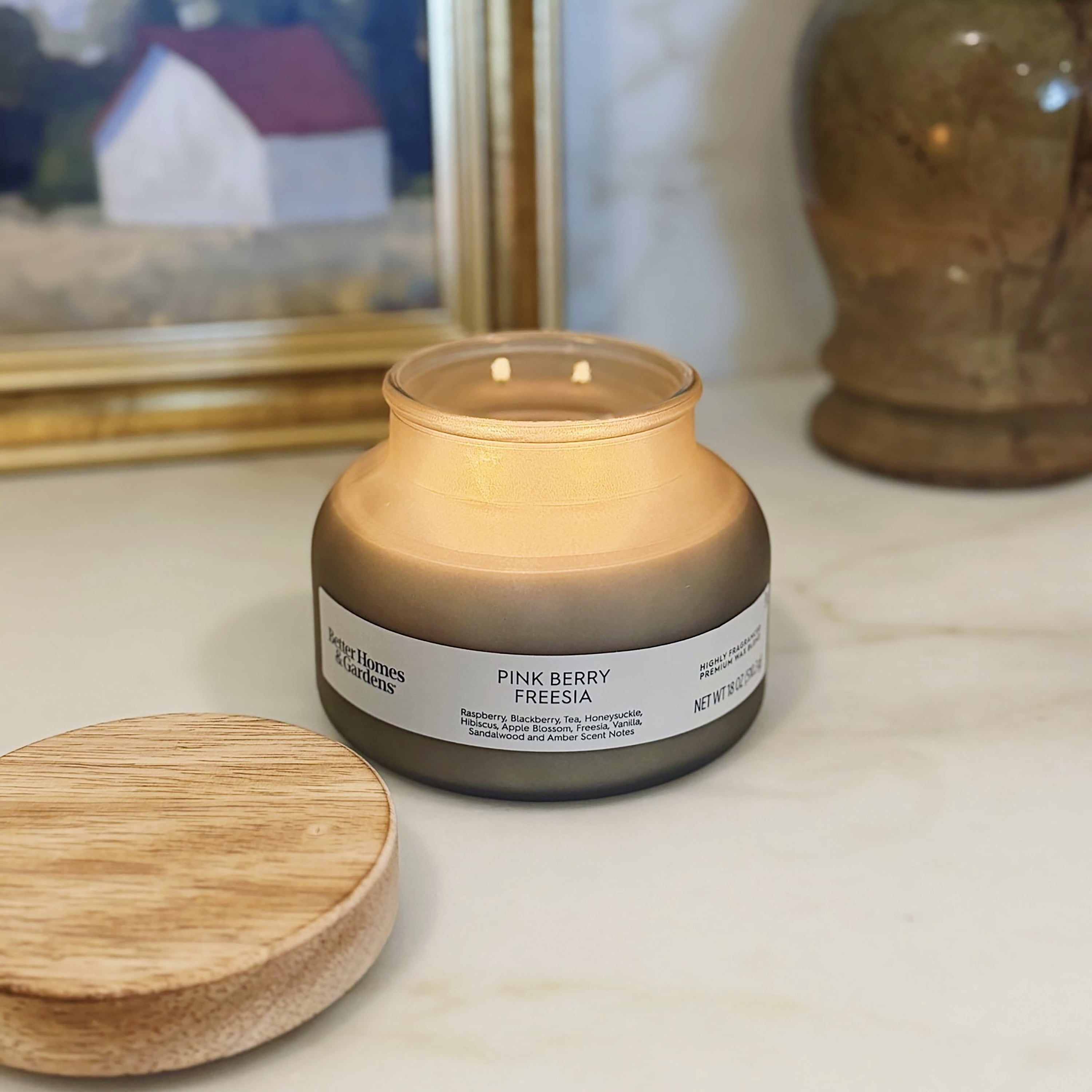 Better Homes & Gardens Pink Berry Freesia Scented 2-Wick Frosted