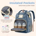 thumbnail image 6 of Diaper Bag Backpack, Multifunctional Baby Changing Bag with Foldable Crib & Insulated Milk Bottle Pocket, Large Capacity Travel Backpack with USB Charging Port & Stroller Strap (Dark Blue)), 6 of 7