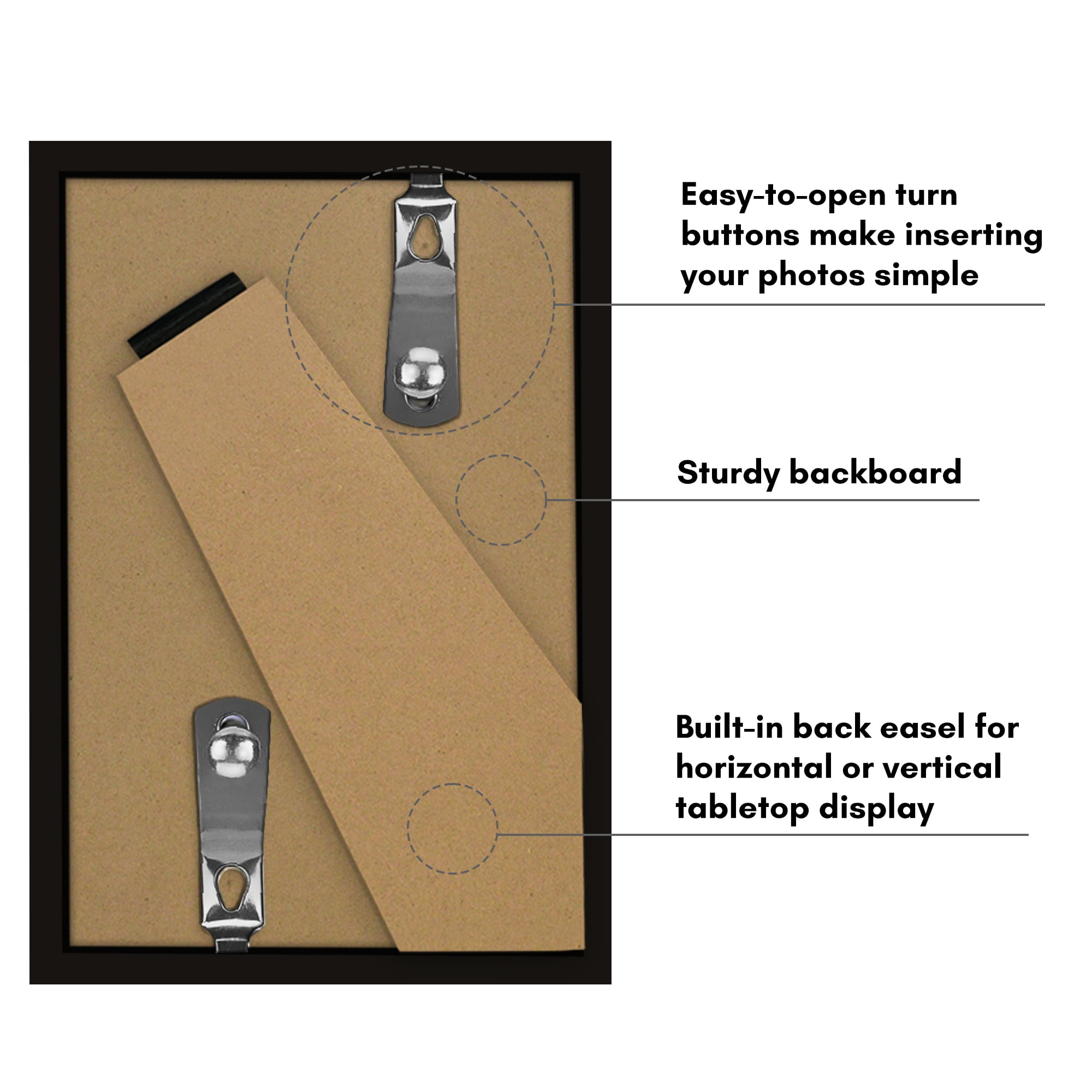 Americanflat 2x3 Picture Frame with Shatter-Resistant Glass 4 Pack Instant Print Photos Mini Frames - Black