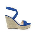 thumbnail image 3 of BLISSFUL STEP Women's Shoes Espadrille Wedge Slingback Crisscross Sandals Royal Blue 7.5, 3 of 8