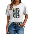 thumbnail image 3 of Sakmal Union Jack Womens Graphic T Shirts Graphic Short Sleeve Crew Neck Tops Casual White T-Shirts Going Out Tops, 3 of 4