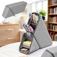 thumbnail image 1 of Roiihwy Standing Aesthetic Triangular Design Pencil Case Pouch, Portable Pen Bag Holder Wide with Drawer(Gray), 1 of 6