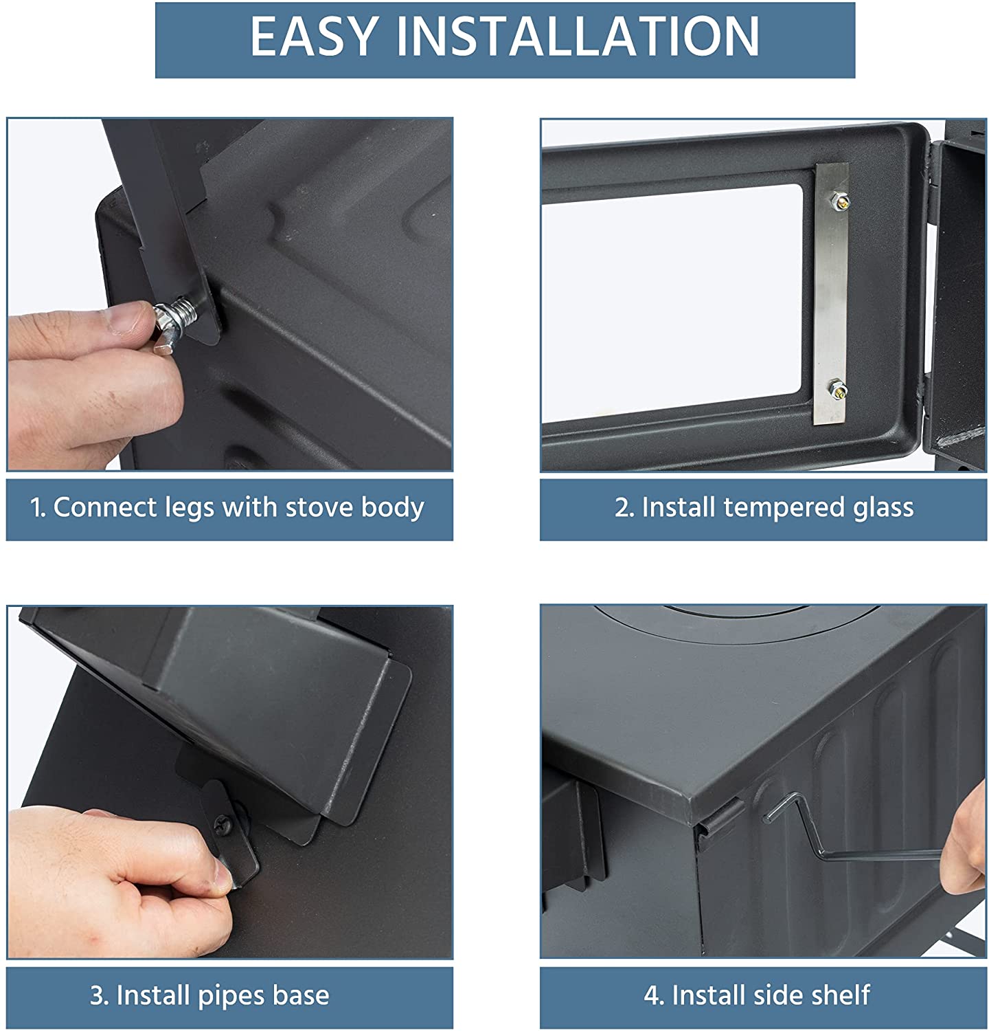 Buy Kamileo Wood Burning Stove, Hot Tent Stove Kit with Chimney Pipes