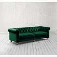 thumbnail image 4 of Londynn Sofa Hunter Green Velvet 93L x 33.5W x 30.3H Button Tufted Rolled Arm, 4 of 8