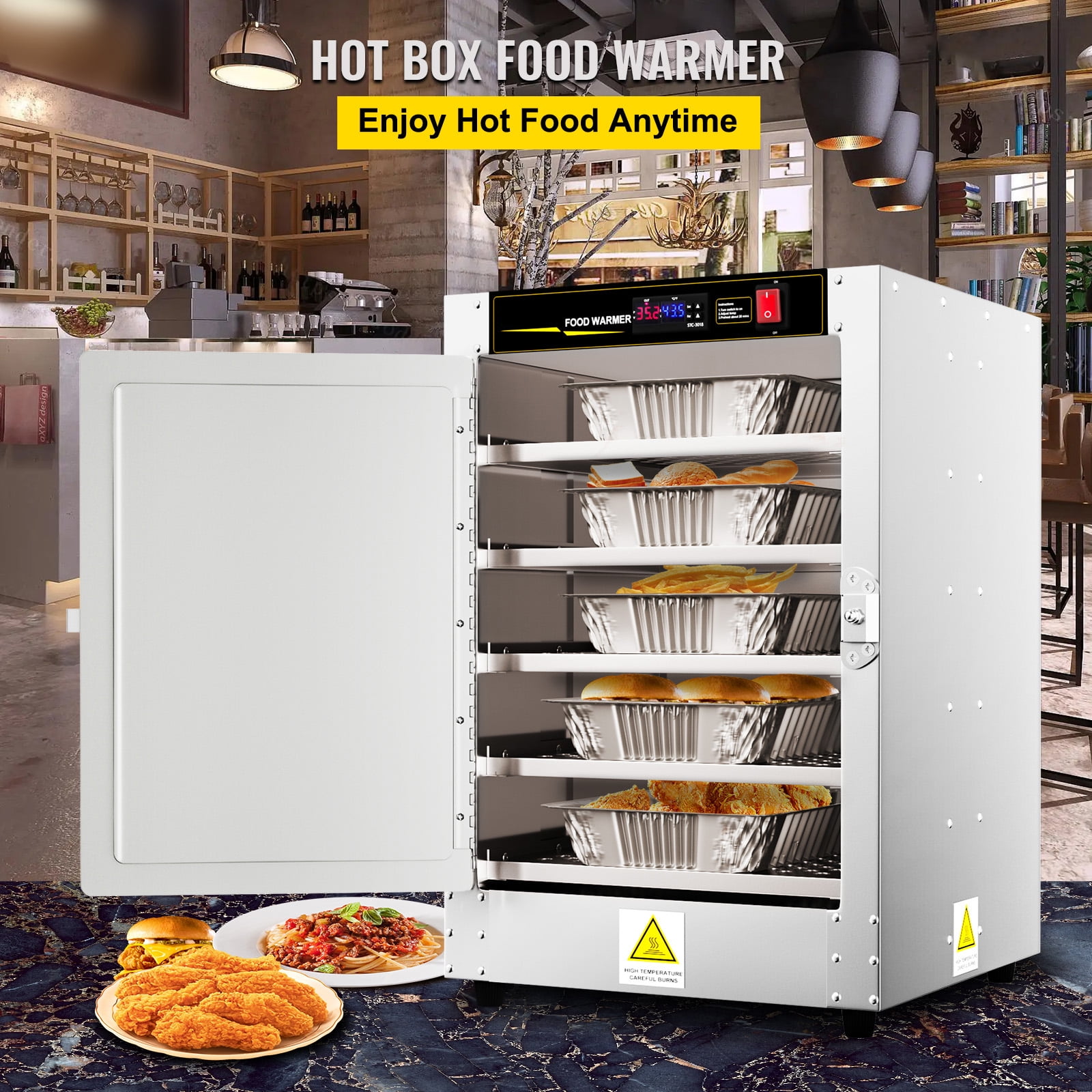 Hot Box Food Warmer, 25x15x24 Concession Warmer with Water Tray