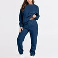 thumbnail image 3 of 2 Piece Plus Size Sets for Women Fall Casual Color Oversized Sleeve Sets Casual Tops And Pants 2 Piece Outfits Sweatsuit, 3 of 8