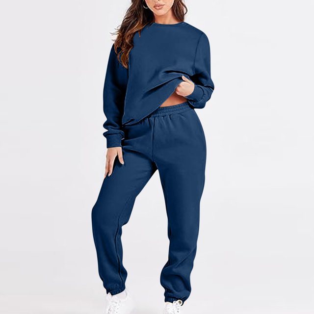 Puntoco Conjuntos de salón de manga de gran tamaño de color casual de moda para mujer Tops y pantalones casuales Trajes de 2 piezas Chándal Liquidación Puntoco Puntoco-5358
