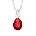 thumbnail image 2 of Rosec Jewels Minimal Drop Pendant with Created Ruby and Moissanite for Women (AAAA Quality), 925 Sterling Silver, 2 of 7