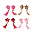 thumbnail image 3 of EeaseMX 1 par de pinzas para el pelo con forma de flor y campana, con borlas, para niñas, estilo chino, accesorios para el cabello (rosa), 3 of 8