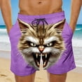thumbnail image 2 of Lcziwo Mens Big and Tall Drawstring Swim Trunks Funny Cartoon Print Beach Board Shorts Stretch Elastic Waist Shorts Purple,XXXL, 2 of 7