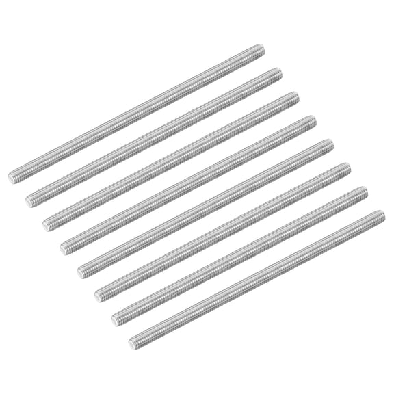 8Pcs M6-1.0x130mm Fully Threaded Rods, 304 Stainless Steel Thread Bar Studs