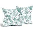thumbnail image 2 of Nautical Coastal Coral Pillow Covers 18x18 Inch Set of 2 Green Starfish Beach Throw Pillow Covers Farmhouse Cotton Linen Ocean Pillowscase Square Cushion Case for Sofa Bed Couch Outdoor Home Decor, 2 of 6