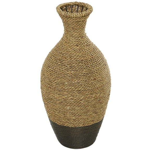 DecMode 21" Handmade Tall Woven Floor Brown Seagrass Vase