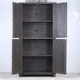 thumbnail image 4 of CQSXDA Contemporary Storage Cabinet With Adjustable Shelves,  MDF Buffet Sideboard With 4 Acrylic Mirrored Doors, Dark Brown, 4 of 16