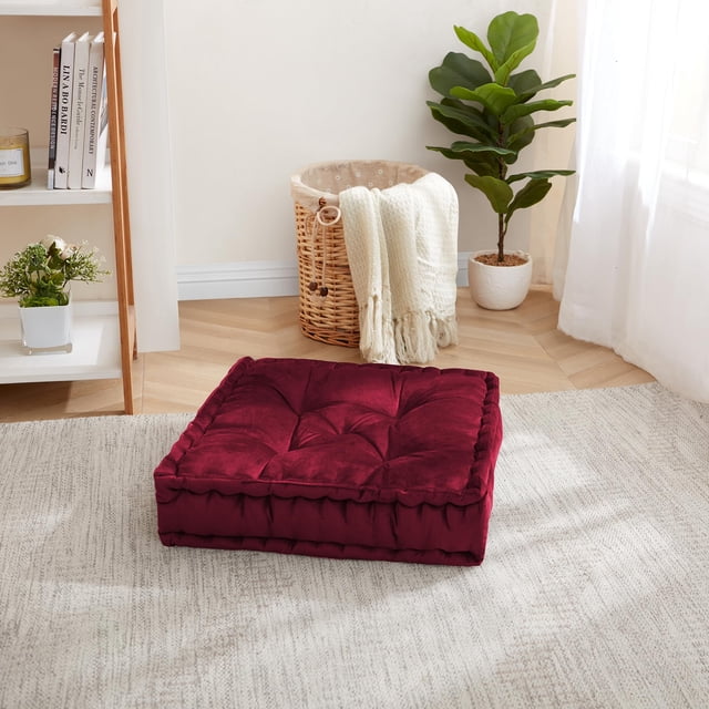 Almohada de suelo Sweet Home Collection, cuadrada, grande, color rojo burdeos