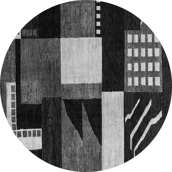 Ahgly Company Indoor Round Oriental Gray Modern Area Rugs, 6' Round