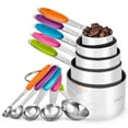 thumbnail image 1 of U-Taste 18/8 Stainless Steel Measuring Cups and Spoons Set: 10 Pieces Metal Stacking Kitchen Baking Cooking Food Measure Set 5 Cups 5 Spoons with Strengthened weld joints (Multicolor), 1 of 3