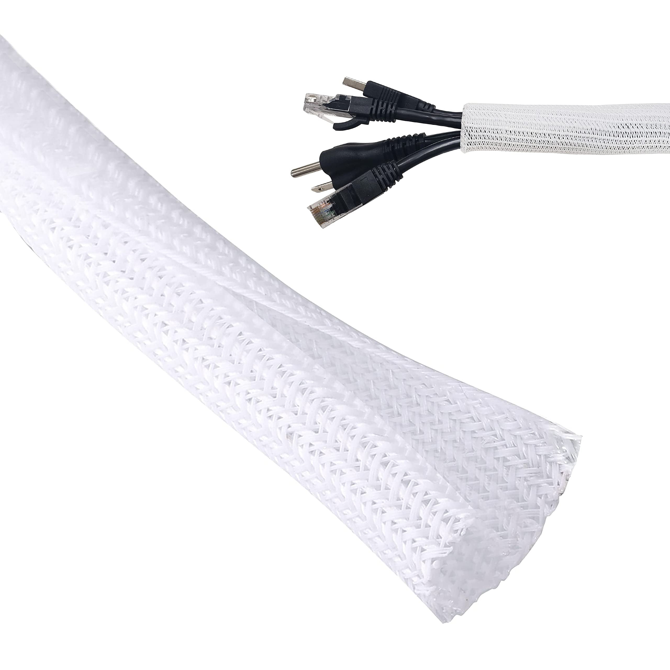 1/4'' Split Braided Sleeving Flexible Expandable Wiring Tubing