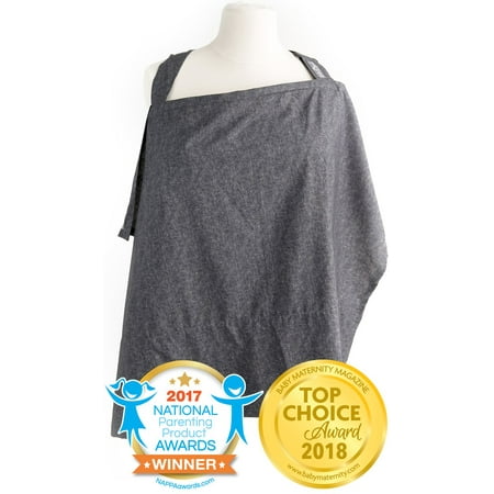 Kids N' Such Nursing Cover with Patented Sewn In Burp Cloth for Breastfeeding Infants - FREE Matching Pouch- Best Apron Cover Up for Breast Feeding Babies - Covers Up Newborns in Public - (Best Nursing Covers 2019)