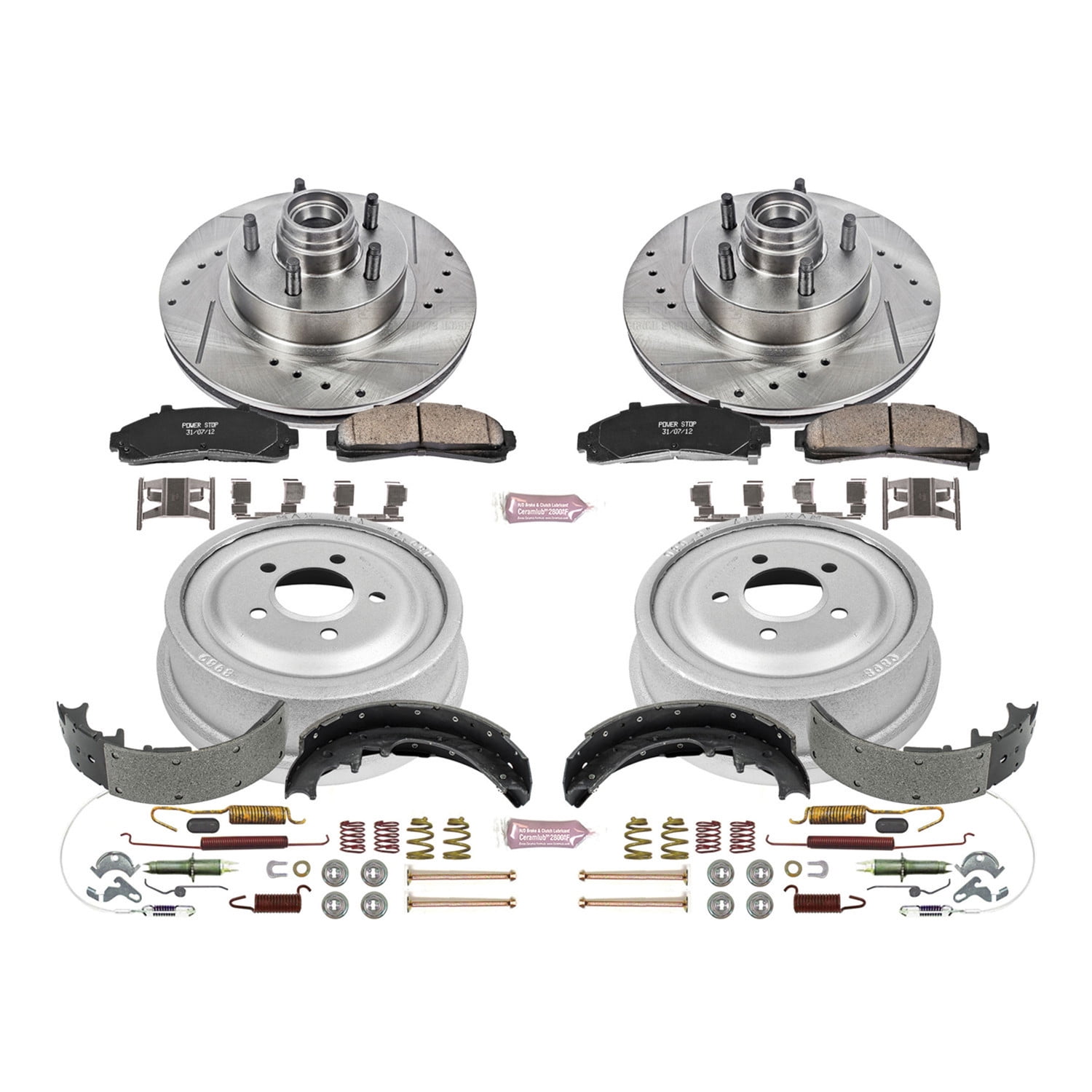 PowerStop Front and Rear Z23 Evolution Sport Brake Pad Rotor Drum and Shoe Kit Fits: FORD MAZDA Select Models K15006DK