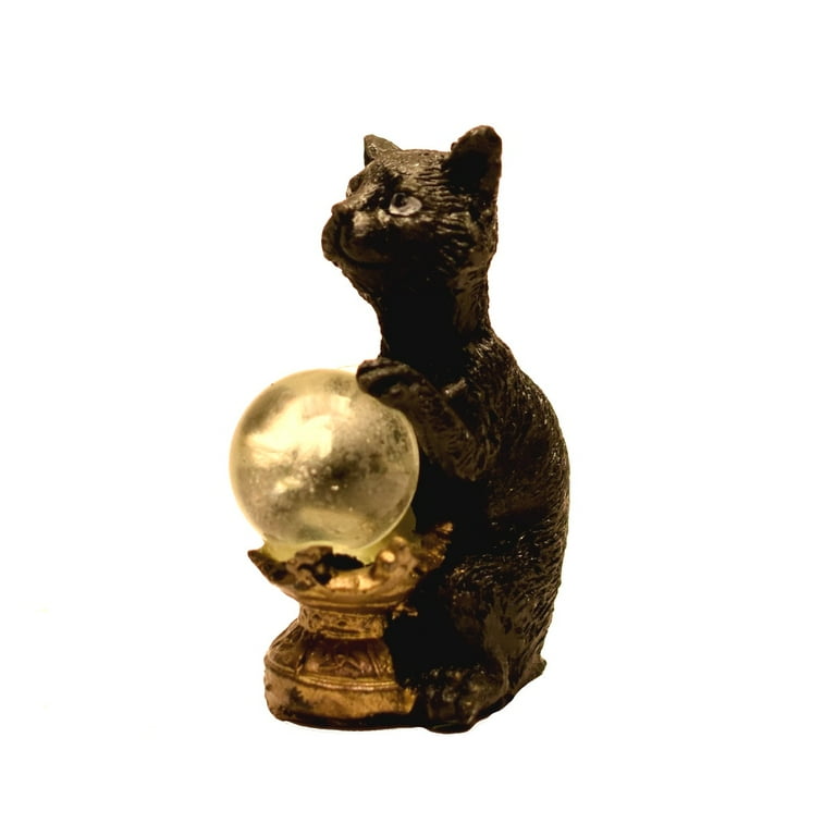 Black Cat Crystal Ball Mini Halloween Fairy Garden Orb Figurine Dollhouse Decor Black Cat Crystal Ball Mini Halloween Fairy Garden Orb Figurine Dollhouse Decor