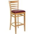 thumbnail image 7 of Flash Furniture 2 Pk. HERCULES Series Ladder Back Natural Wood Restaurant Barstool - Burgundy Vinyl Seat, 7 of 7