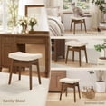 thumbnail image 7 of Carolayne Vintage Vanity Stool, Upholstered Non-Slip, Linen with Brown Legs, 7 of 7