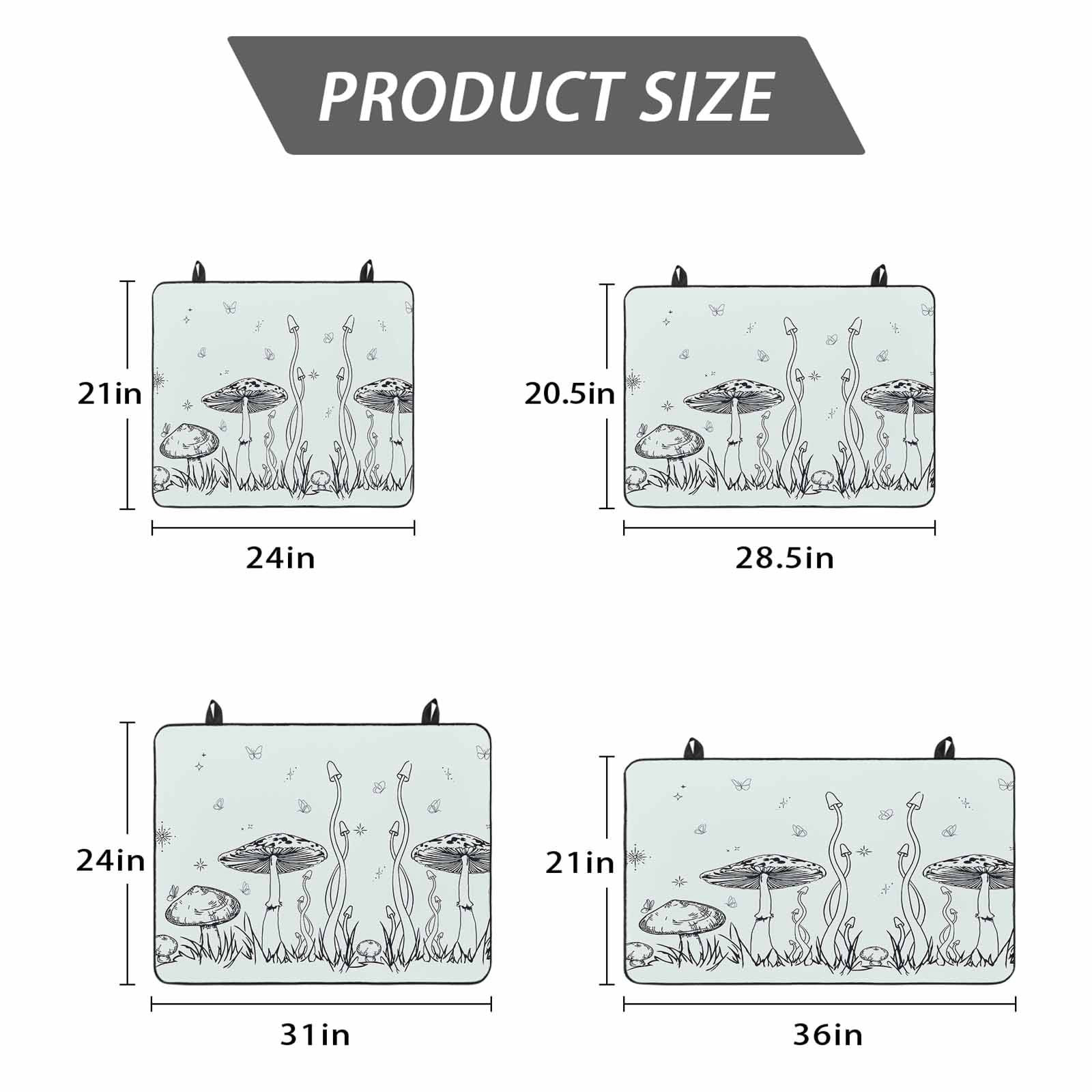 Mushroom Stove Top Cover for Electric Stove, Heat-proof & Non Slip Glass Top Stove Cover Protector, Black Lines Botanical Butterfly Spring Floral Kitchen Flat Cooktop Rubber Mat 24x21 Inches