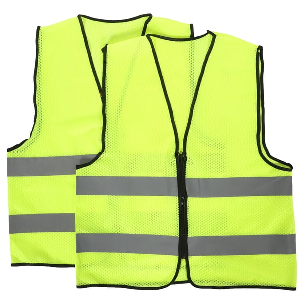 Chaleco reflectante de alta visibilidad, 2 unidades, ropa de seguridad transpirable, tira plateada para construcción, tráfico y actividades al aire libre, trabajo, ciclismo, corredores, topógrafos