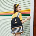 thumbnail image 3 of Langgg USB Backpacks for Girls Canvas Stripe Backpack School Bag College Bookbag Travel Daypack Black, 3 of 6