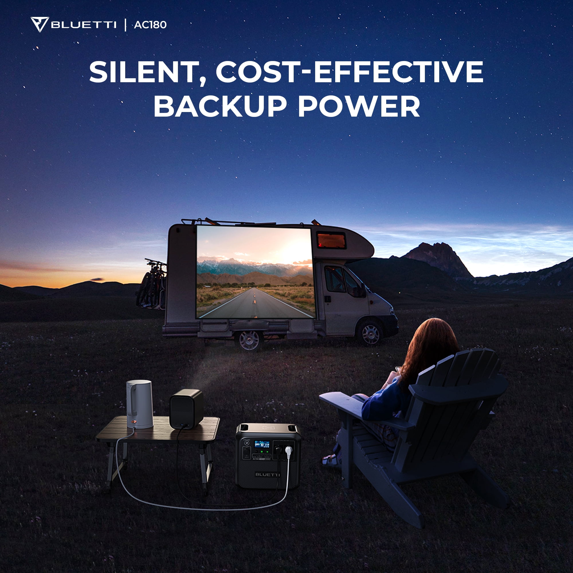 BLUETTI Solar Generator AC180 with 100W Solar Panel Included, 1152Wh Portable Power Station w/ 4 1800W (2700W Surge) AC Outlets, LiFePO4 Emergency Power for Camping, Off-grid, Power Outage