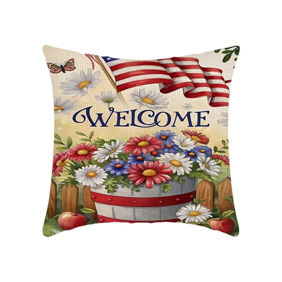 Wzzjkit 4th of July Pillow Covers 18x18, Double Sides Printed Patriotic Pillow Covers for Independence Day, Memorial Day, Veterans Day, USA, Red White Blue Pillowcase Patriotic Decor