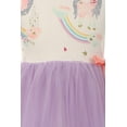 thumbnail image 3 of Big Girl Dress Kids Cap Sleeve Unicorn Mesh Summer Flower Girl Dress Purple 8 3XL (201296), 3 of 3