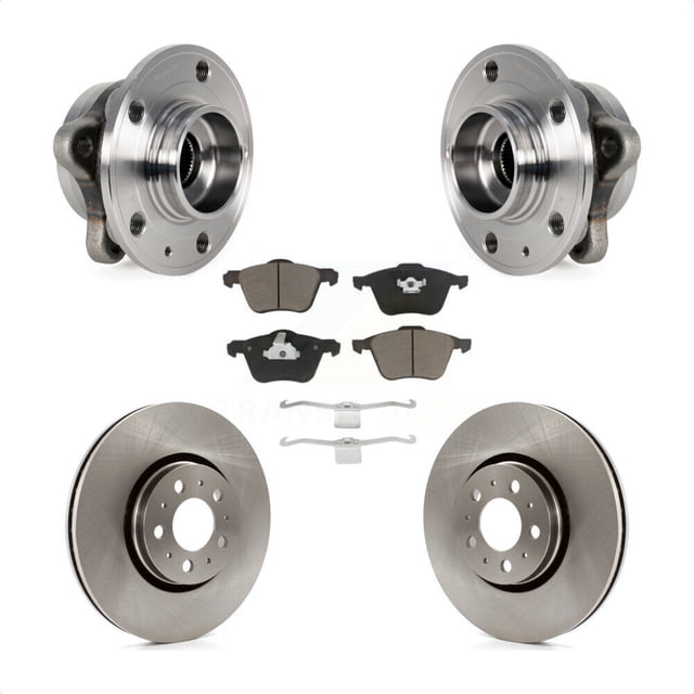 Transit Auto Front Hub Bearing Assembly Disc Brake Rotors and Ceramic Pads Kit for Car 2008-2014 Volvo XC90 with 316mm Diameter Rotor KBB-122341
