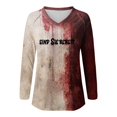 thumbnail image 3 of MHFRRA Camiseta de Manga Larga con Estampado de Manchas de Sangre para Mujer, Estilo Informal, para Fiesta de Halloween, con Cuello Alto, para Primavera, Verano y Otoño. Rosa Claro, 3 of 3