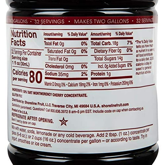 Cherry Bay Orchards 100% Tart Montmorency Cherry Concentrate, 32 Fl. Oz.